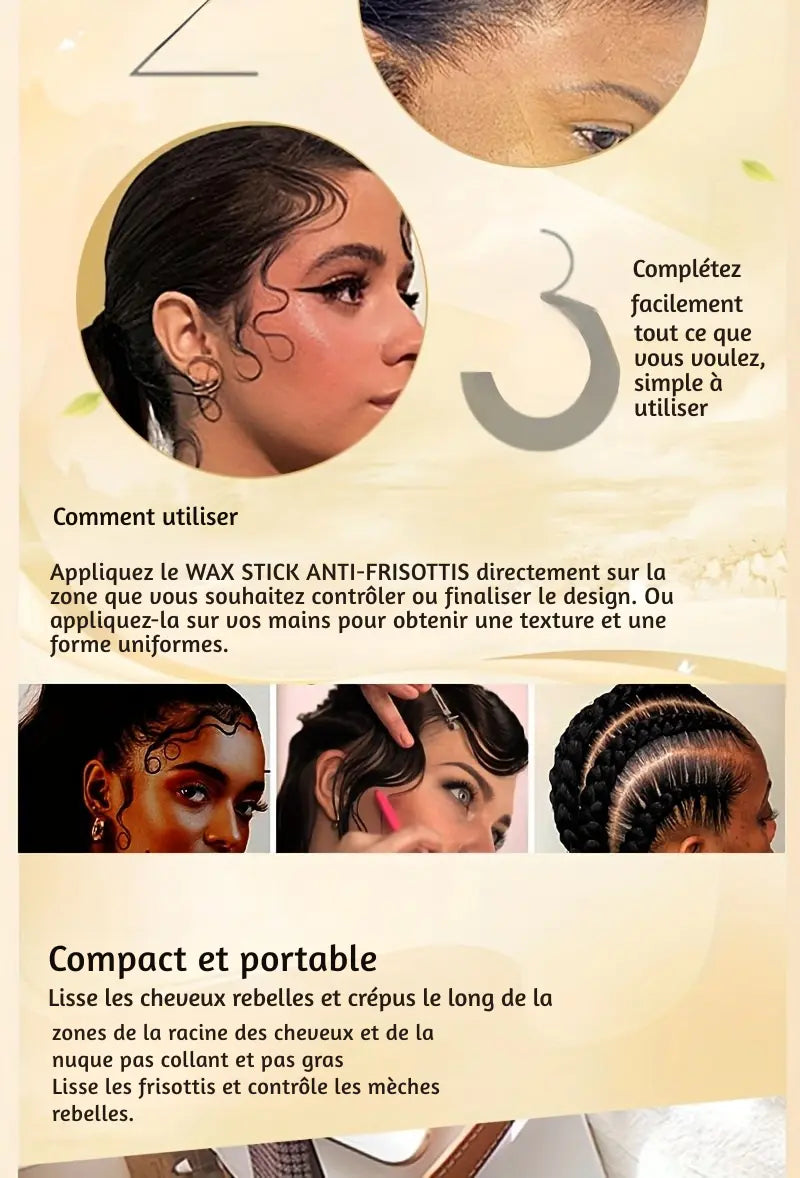 Stick Anti Frisottis - Contrôle Instantané des Cheveux Rebelles Elégance Cheveux